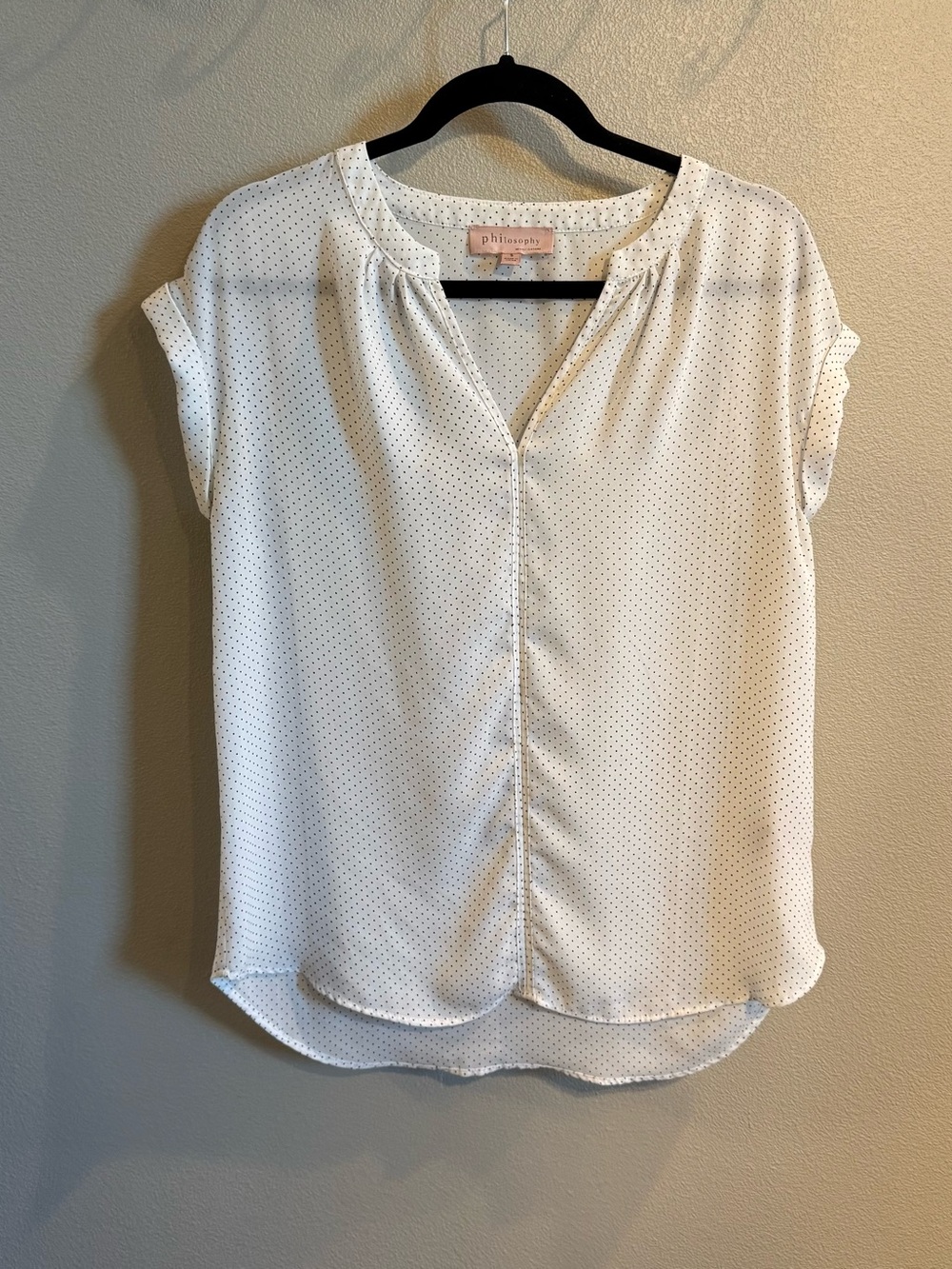 Philosophy White Blouse with Black Micro Dots